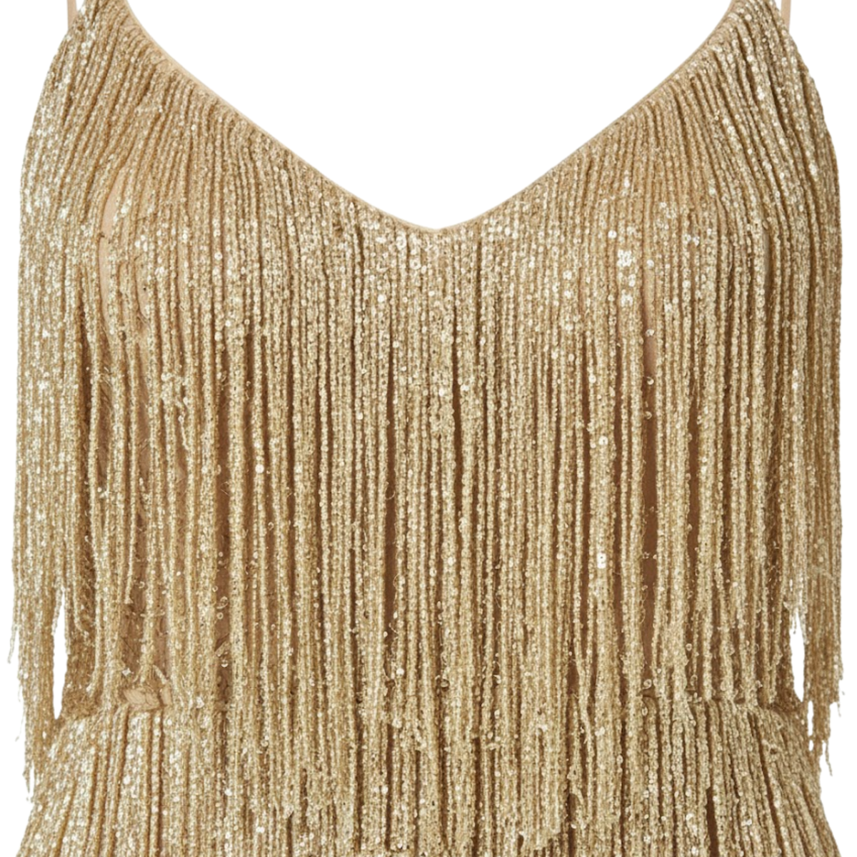 Robe de soirée à paillettes et plumes avec encolure en V et fines bretelles