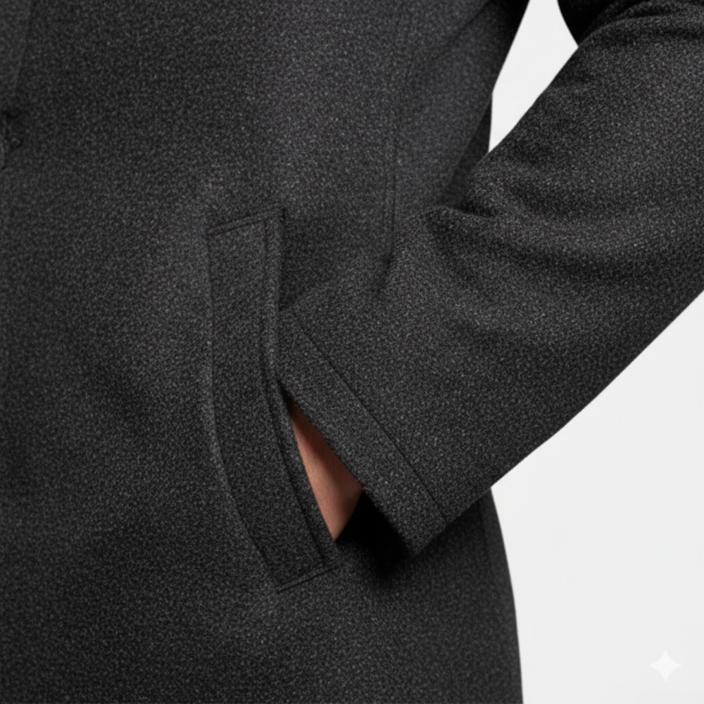Manteau long homme col rabattu bouton unique coupe moderne ajustée