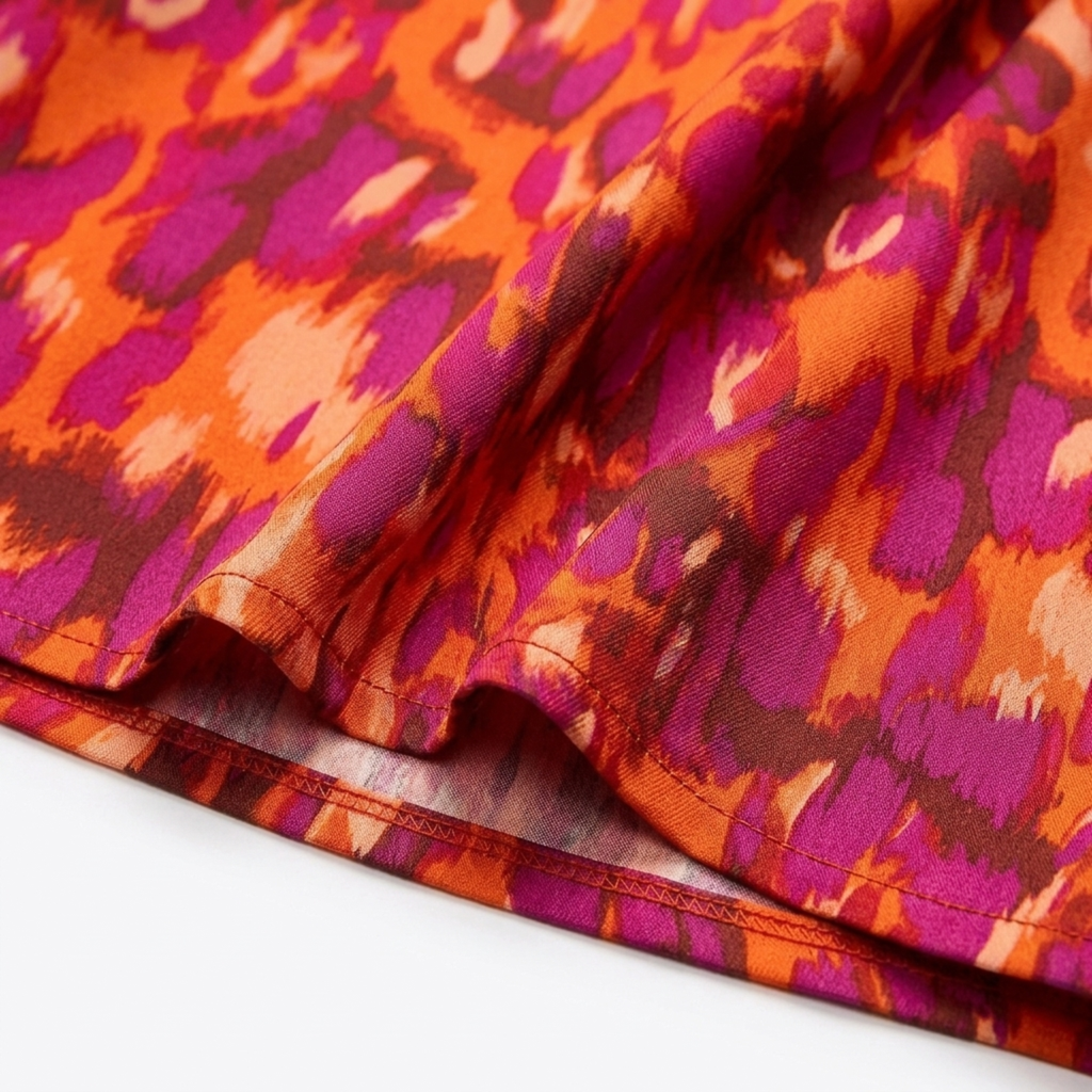 Robe longue imprimée — col en v et manches volume — fête