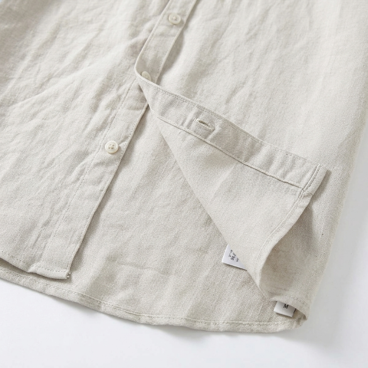 Chemise en lin pour homme — col officier à manches courtes — tenue décontractée de plage