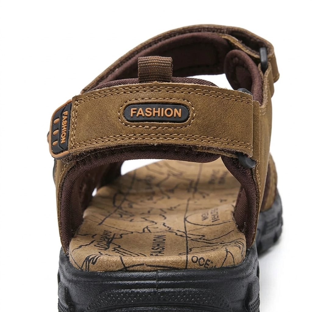 Sandales en cuir homme — bride velcro — marche et extérieur