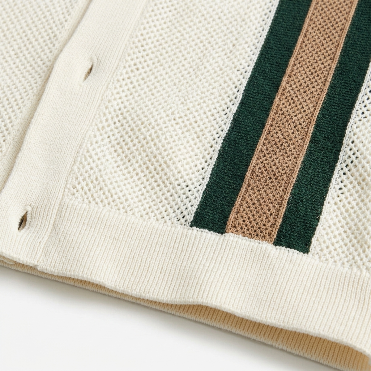 Polo en maille homme — rayures verticales — style vintage bord de mer