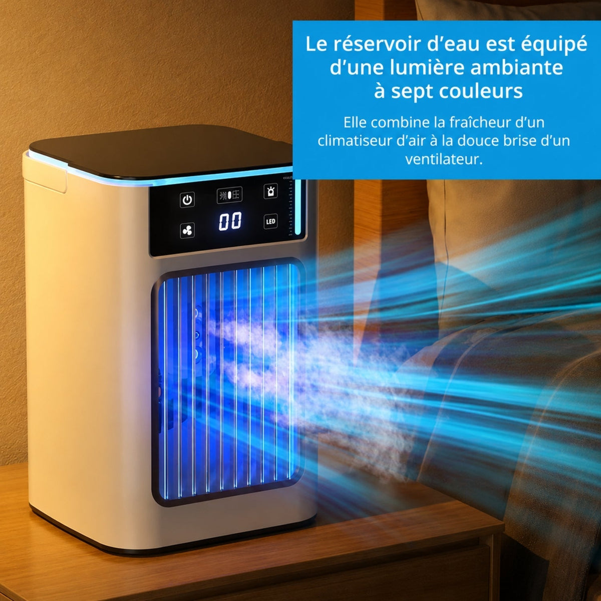Rafraîchisseur d’Air USB Compact avec Brumisation et 3 Vitesses