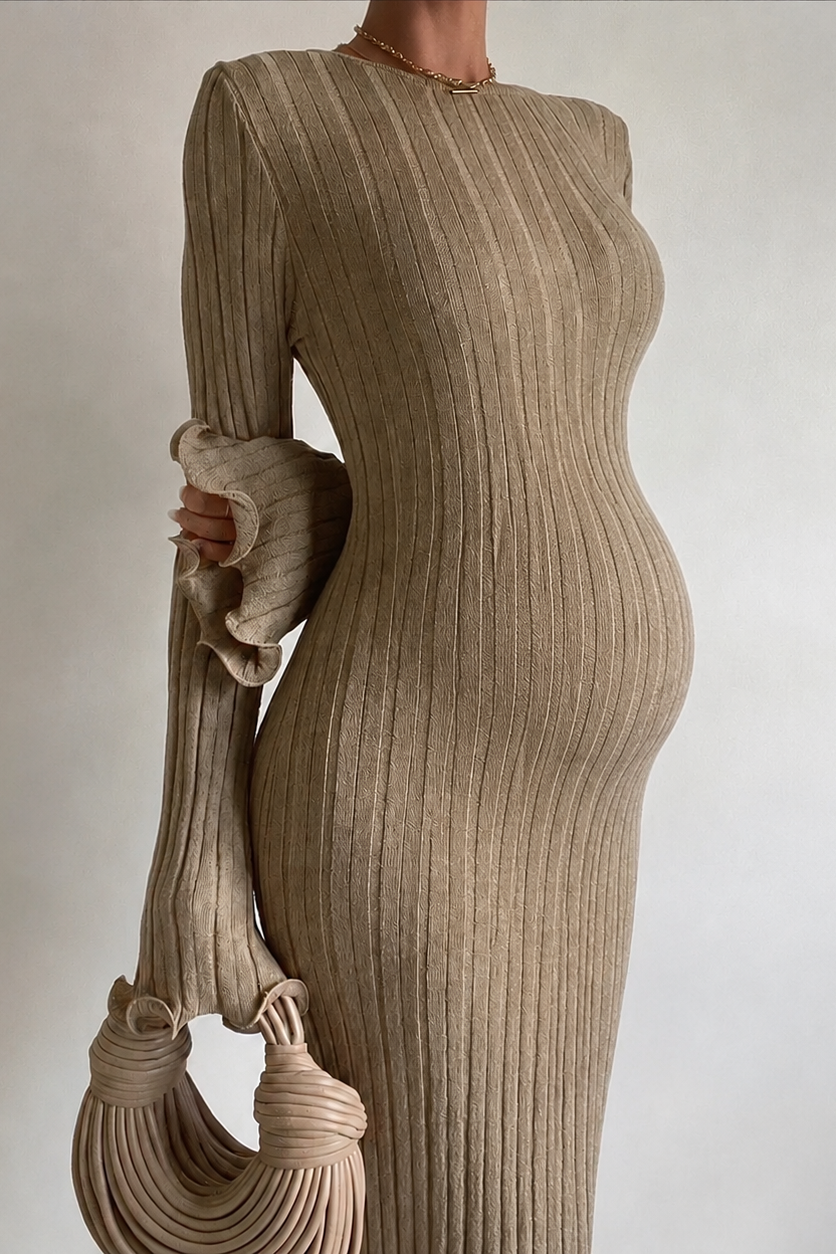 Femme Robe Maternité Coton Moulante