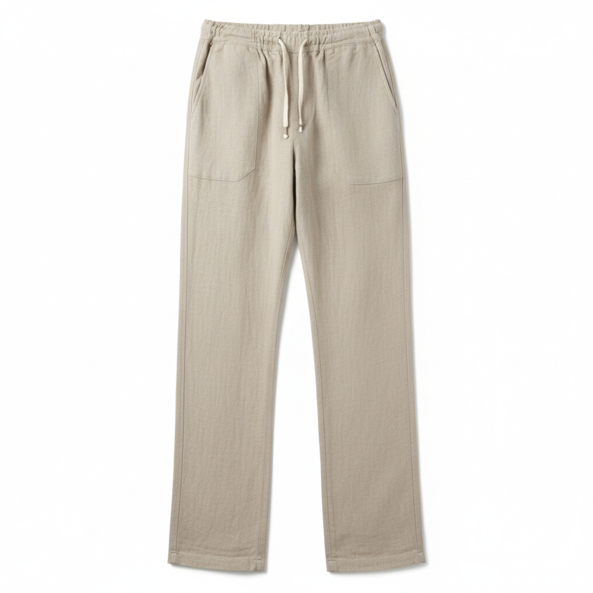 Pantalon en Coton et Lin pour Homme avec Taille Élastique et Coupe Droite