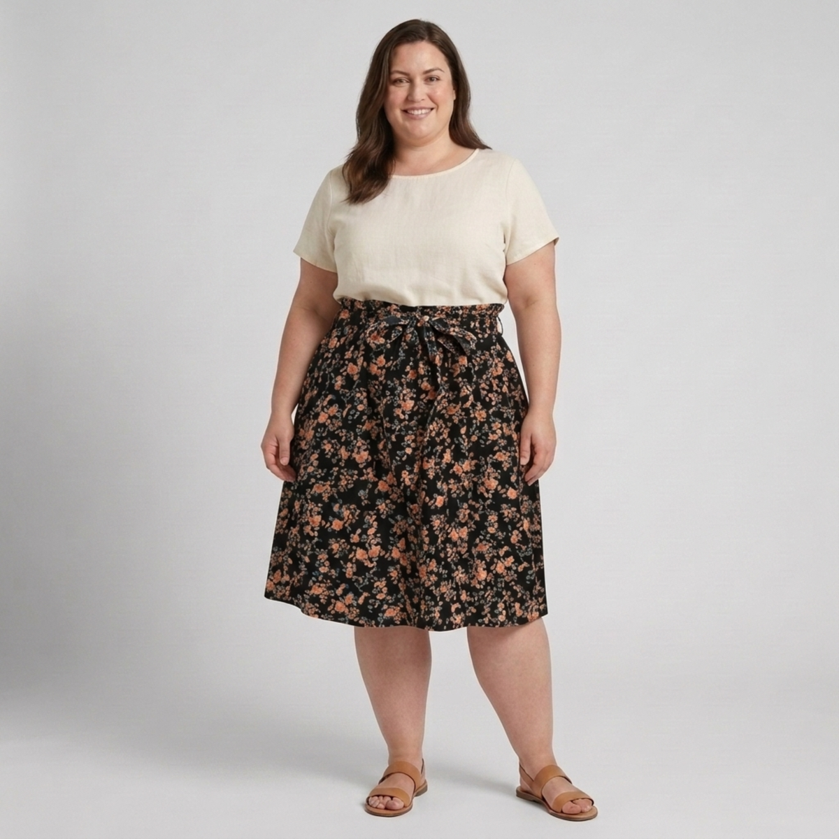 Robe de plage grande taille pour femme évasée à motif floral