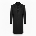 Manteau long homme col rabattu bouton unique coupe moderne ajustée