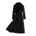 Manteau Femme Chaud ceinturé à Col en Fourrure pour l’Automne et l’Hiver