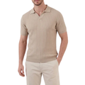 Polo homme en maille côtelée avec col en v et manches courtes — détente