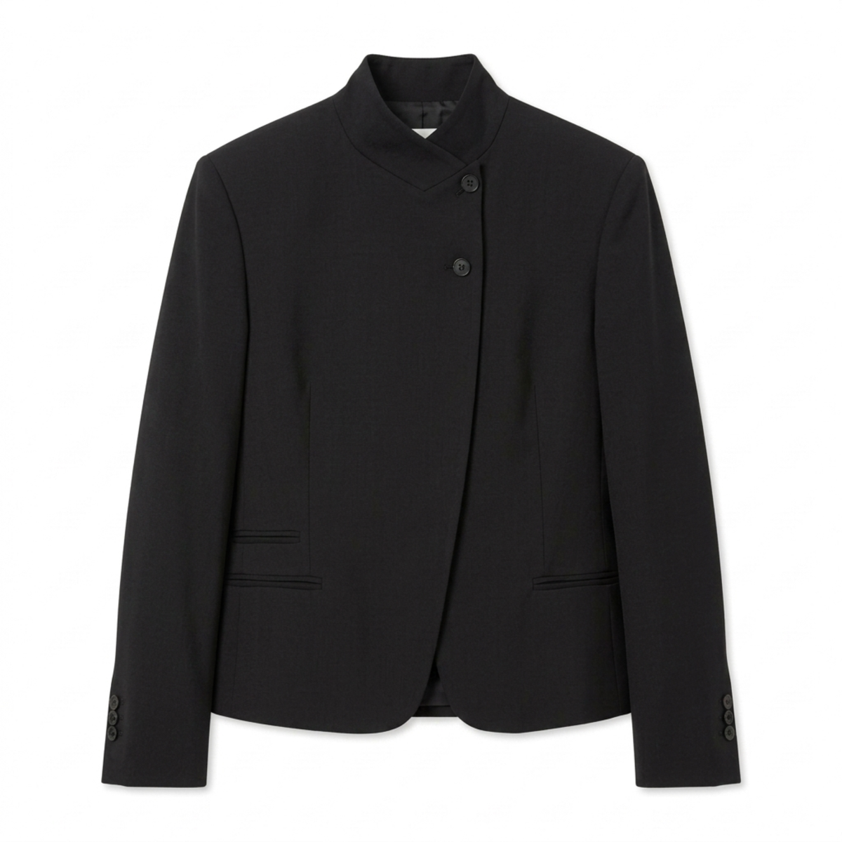Veste en Polyester Femme – Col Montant et Coupe Asymétrique Décontractée