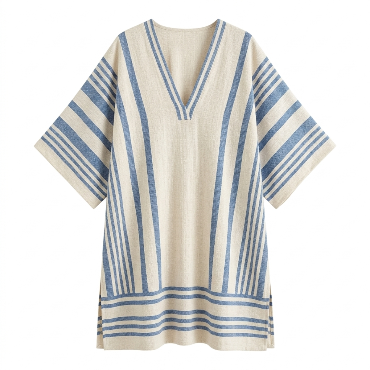 Tunique rayée kimono pour femme — coupe fluide — plage et voyage