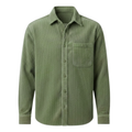Chemise en velours côtelé pour homme avec col rabattu et poche poitrine