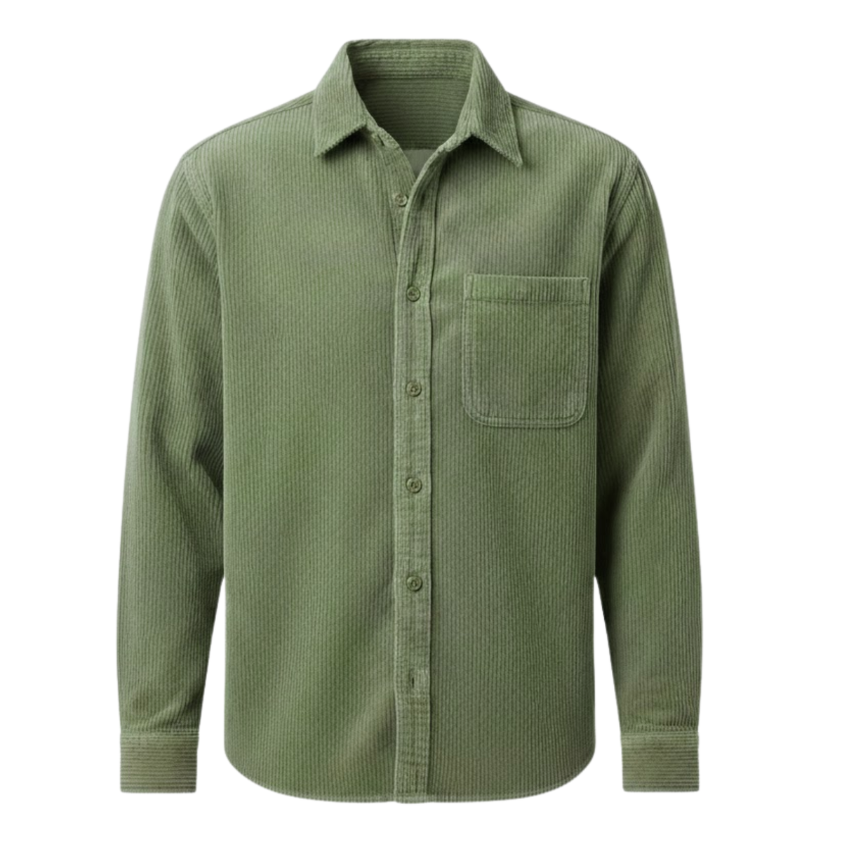Chemise en velours côtelé pour homme avec col rabattu et poche poitrine