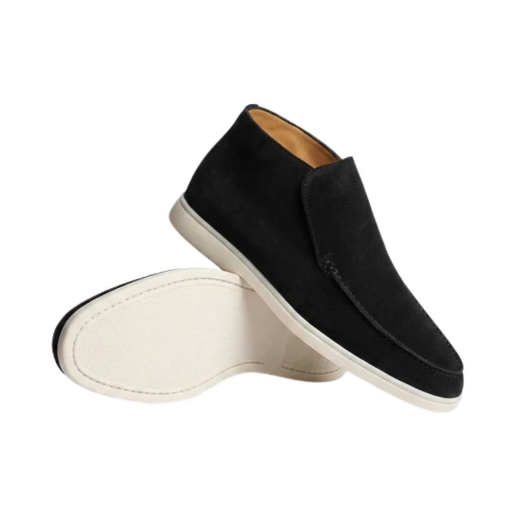Mocassins montants pour homme — bottines à enfiler en daim — style bureau chic décontracté