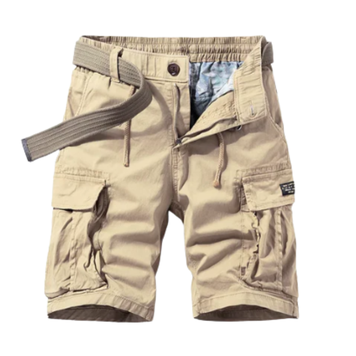 Bermuda cargo en coton — style utilitaire multi-poches — vacances