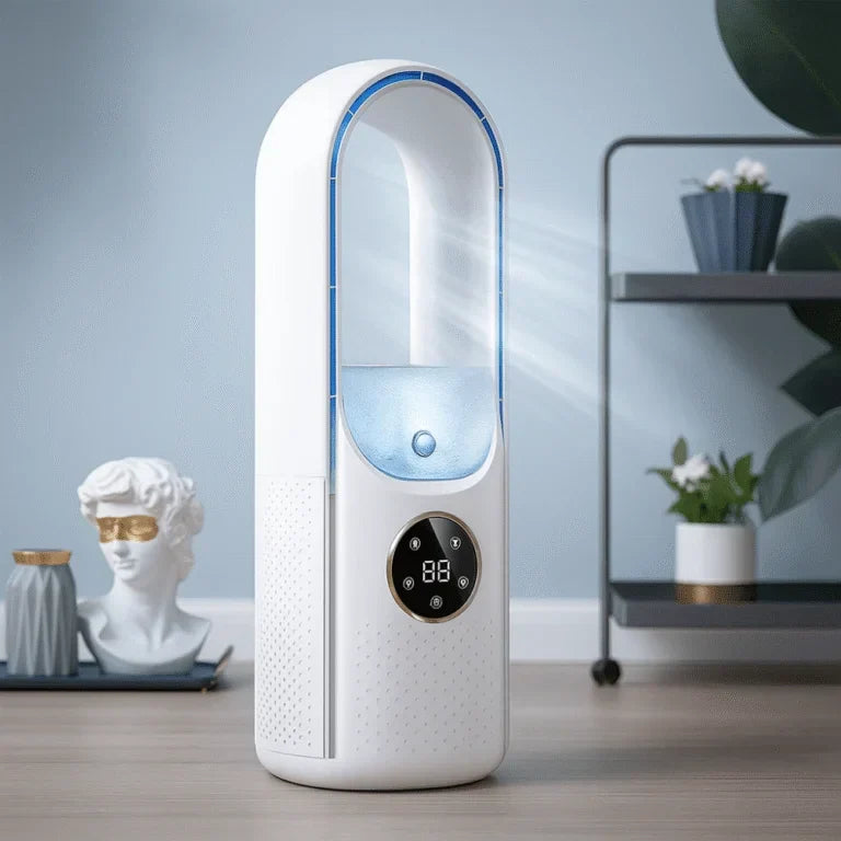 USB Mini Bladeless Air Conditioner with Water Tank, 6 Speeds, and Personal Cooling