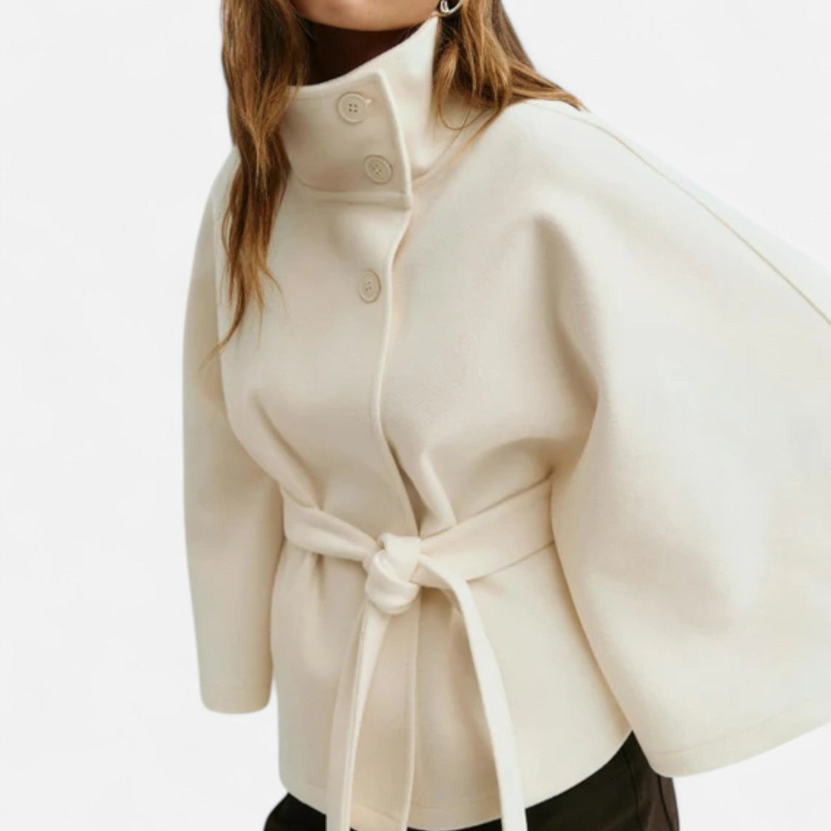 Ancienne Monde | Cape Femme Ceinturée Col Haut Vintagee