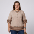 Blouse grande taille à col en V pour femme