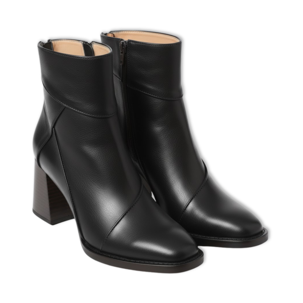 Bottines femme cuir souple à talon carré épais et fermeture éclair latérale