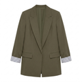Blazer en Polyester Femme – Ouvert et Poches Coupe Ample Décontractée