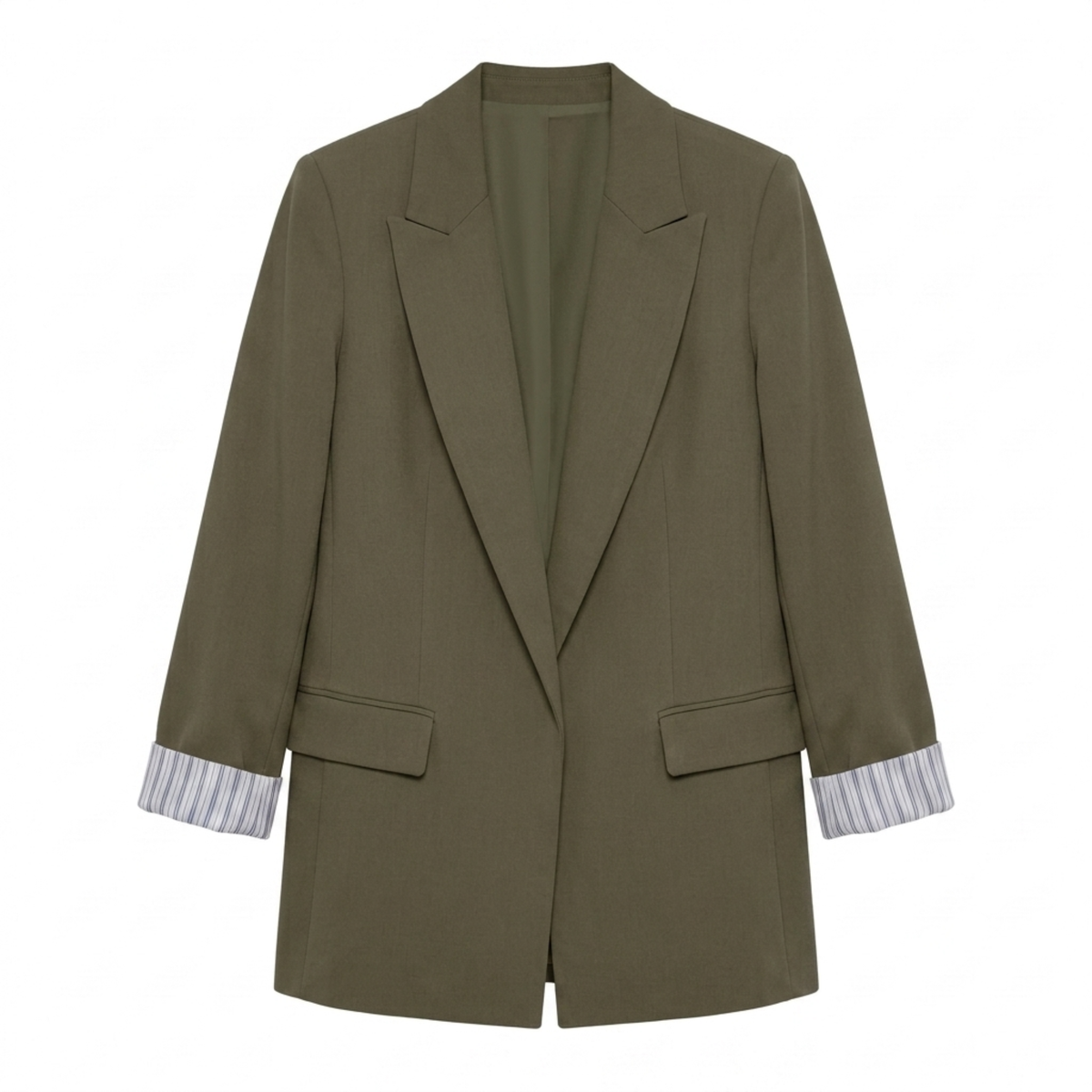 Blazer en Polyester Femme – Ouvert et Poches Coupe Ample Décontractée