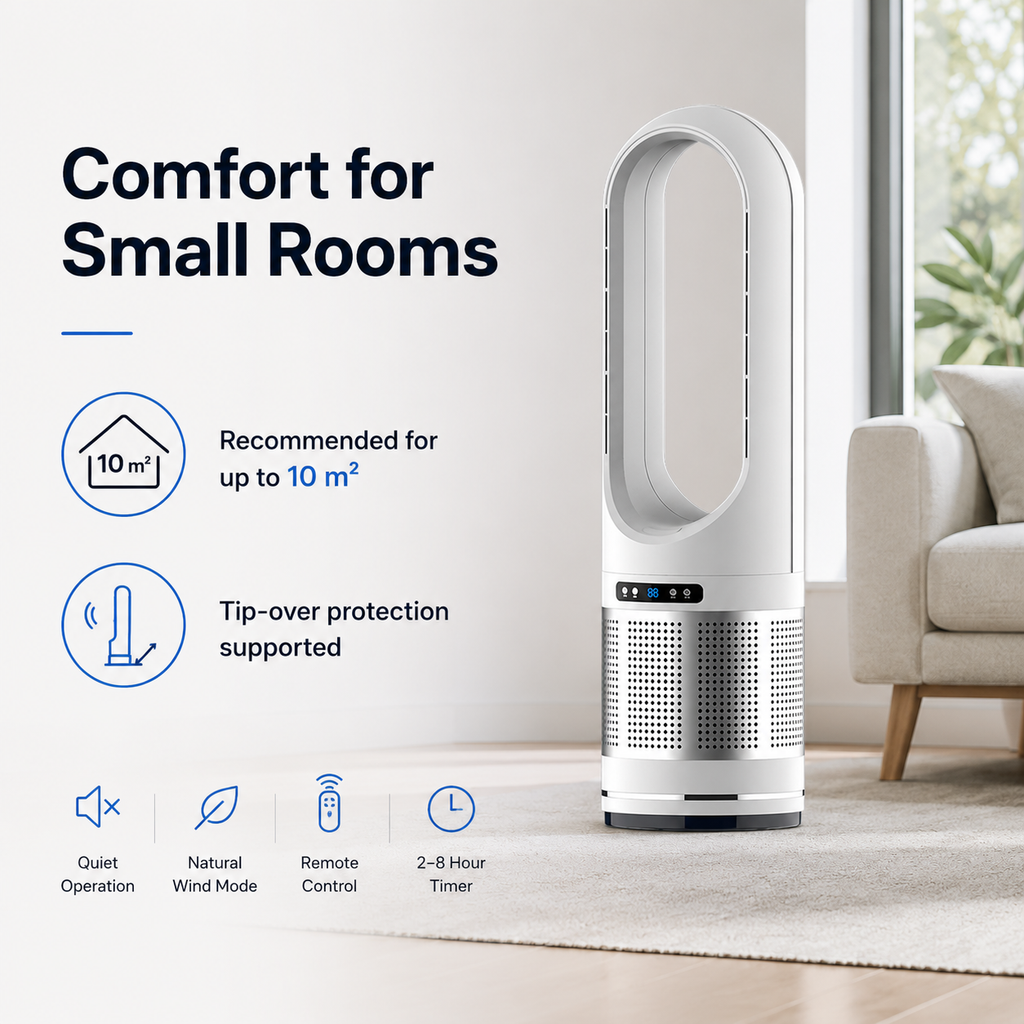 Ventilateur Colonne Sans Pales avec Télécommande et Oscillation