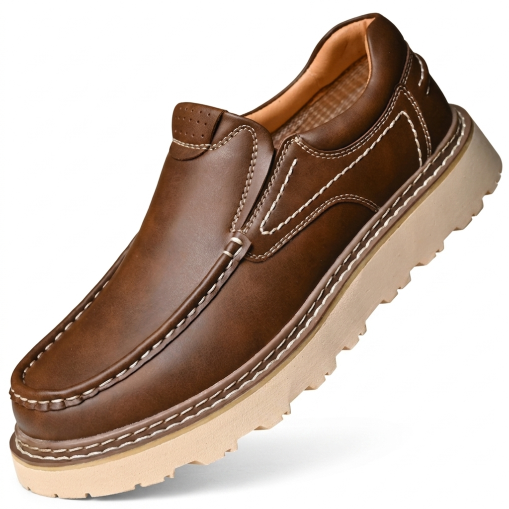 Chaussures cuir sans lacets — semelle robuste et flexible — quotidien