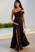 Robe grossesse longue asymétrique fendue