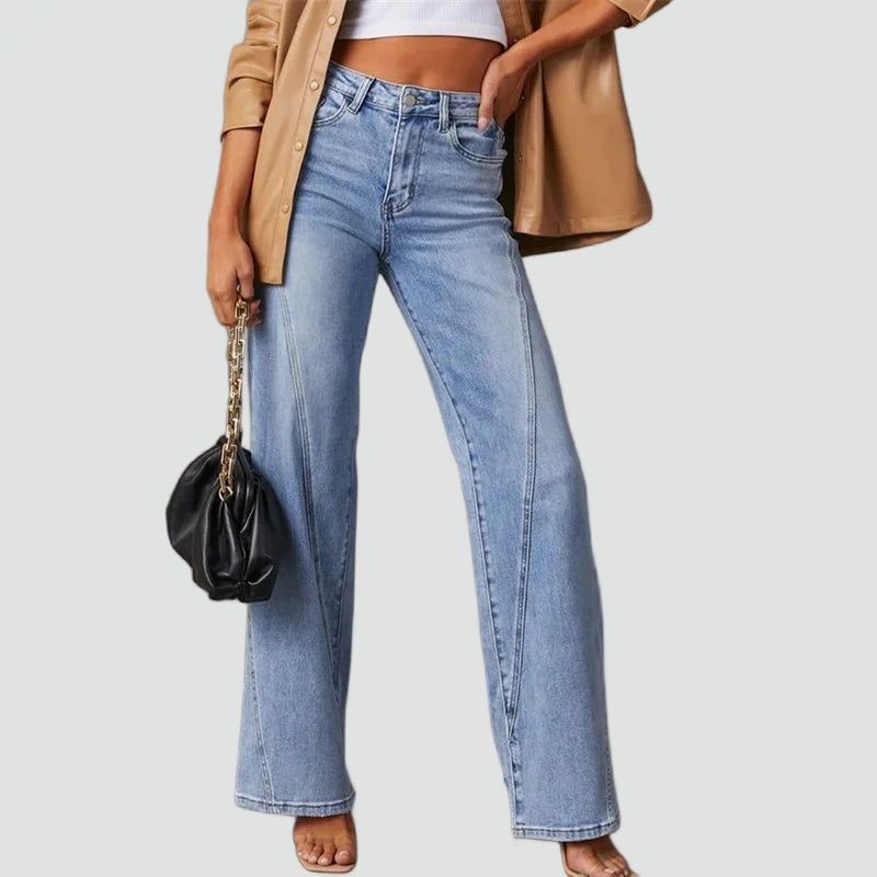 Jean en Denim Femme – Jambes Larges et Taille Haute Silhouette Allongée