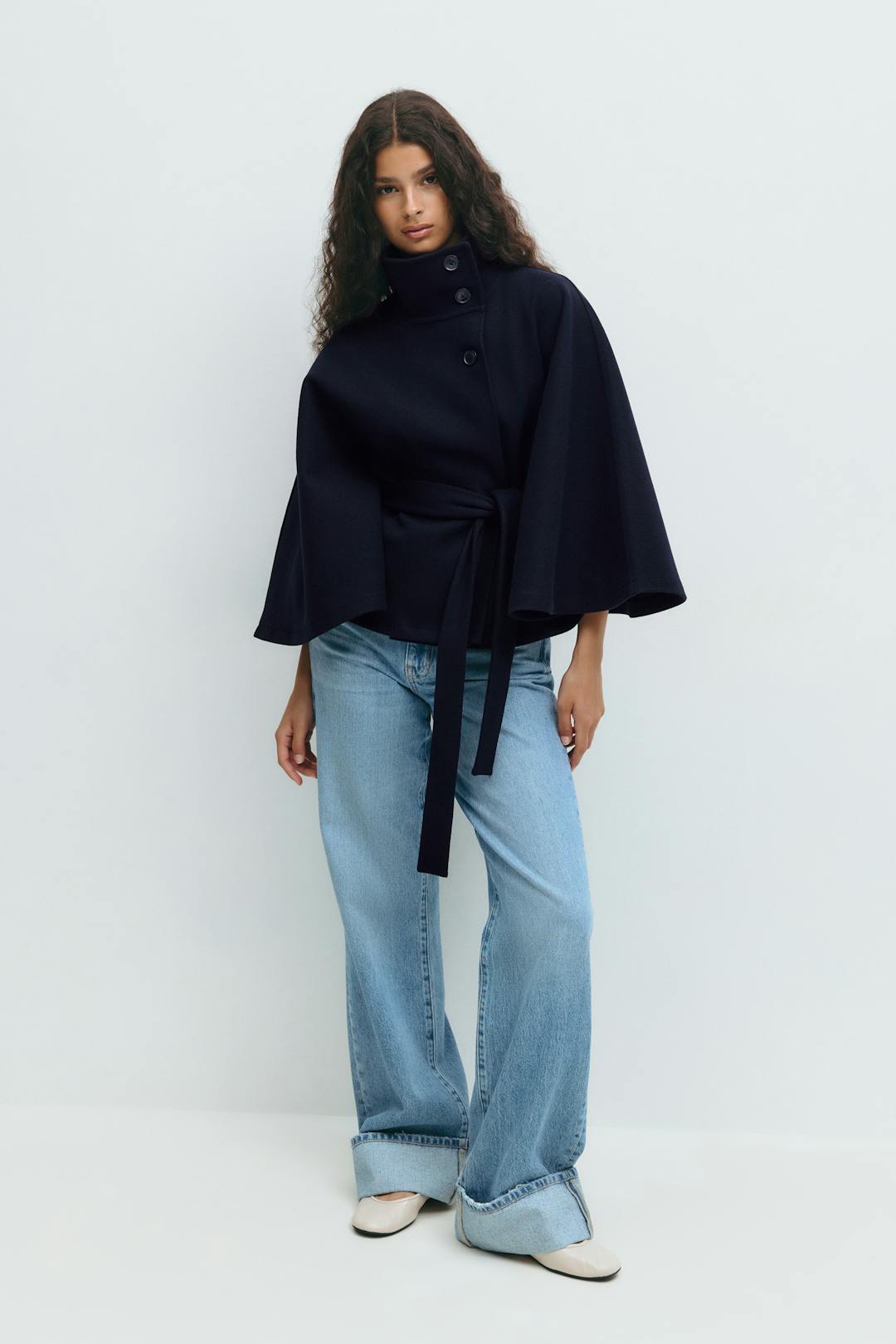 Cape Femme – Col Montant Ceinture À Nouer Silhouette Ample