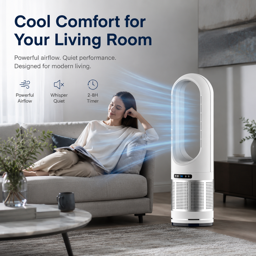 Ventilateur Colonne Sans Pales avec Télécommande et Oscillation
