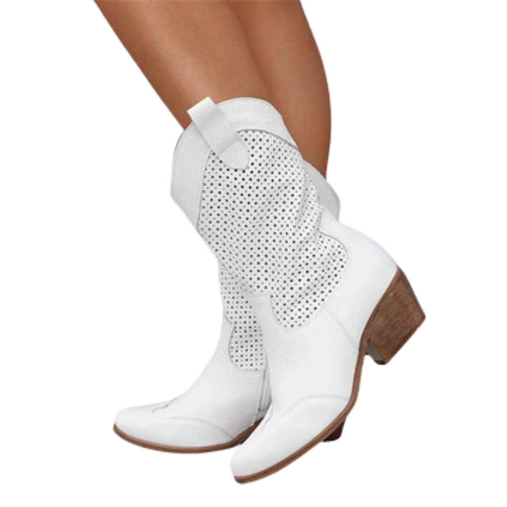 Bottines cowboy femme — en cuir — mi-mollet — usage quotidien