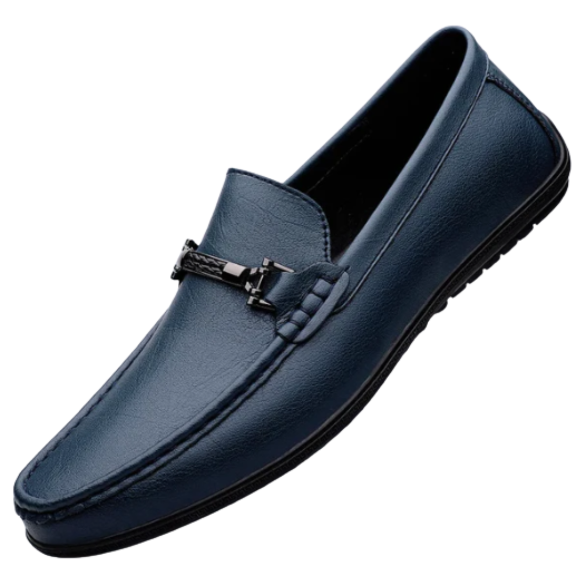 Mocassins cuir véritable — boucle métallique — sorties décontractées