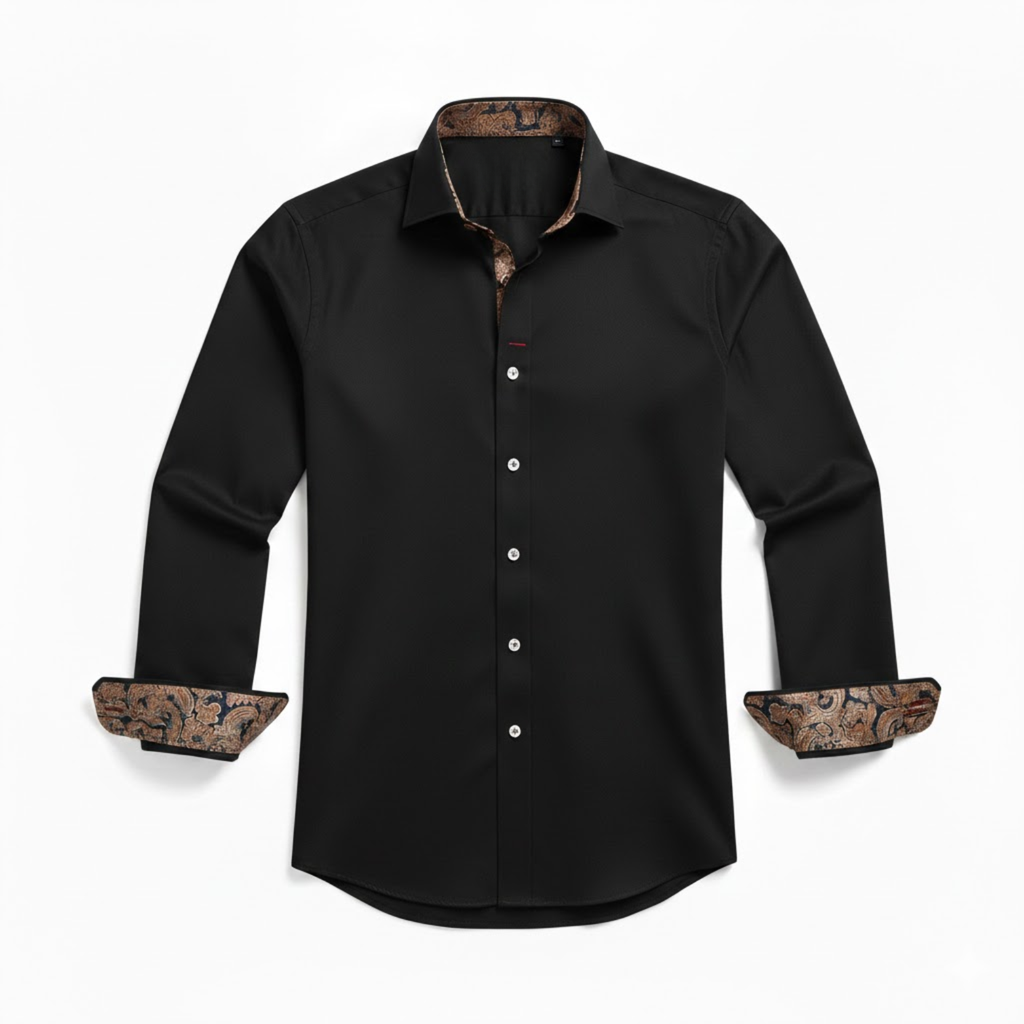 Chemise habillée cintrée à manches longues pour homme avec col et poignets contrastés