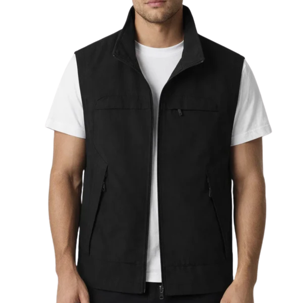 Gilet sans manches homme — poches zippées — extérieur et mi-saison