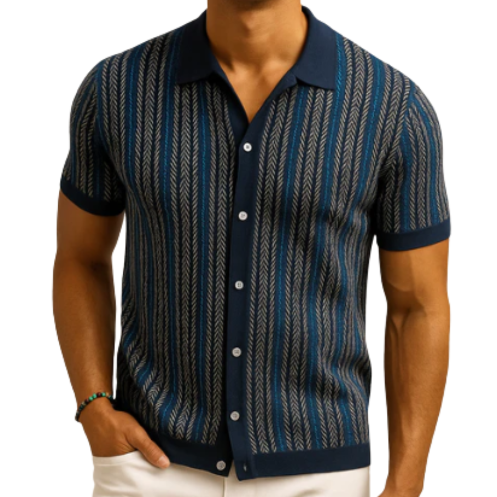 Chemisette en tricot coton — style polo boutonné — semi-formel