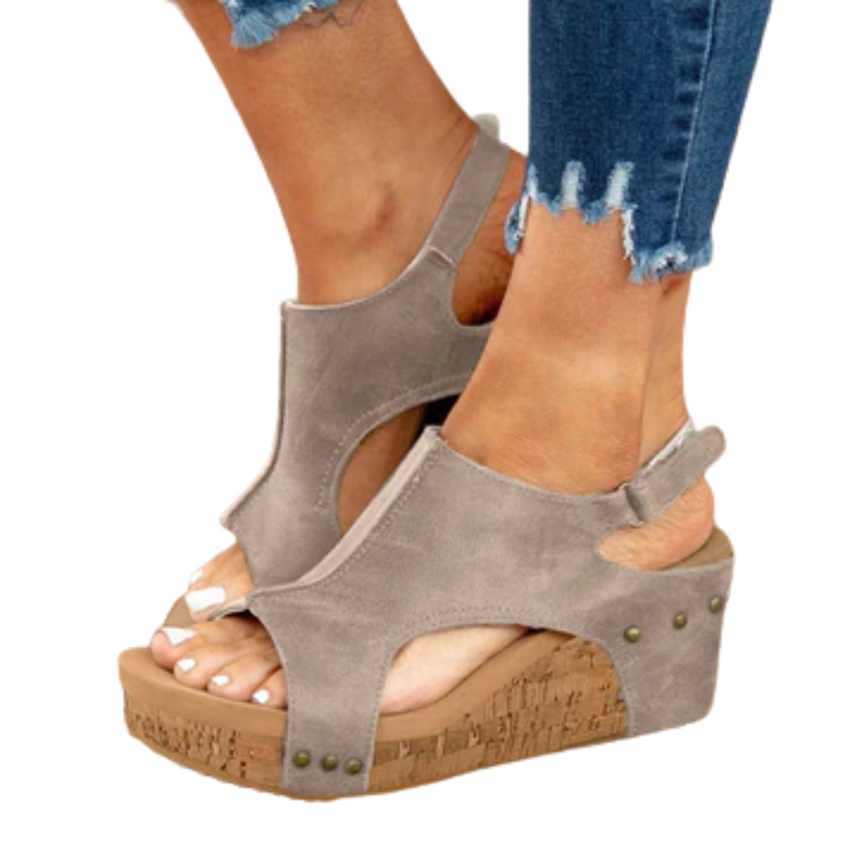Nu-pieds plateforme femme — bride ajustable et clous — loisirs