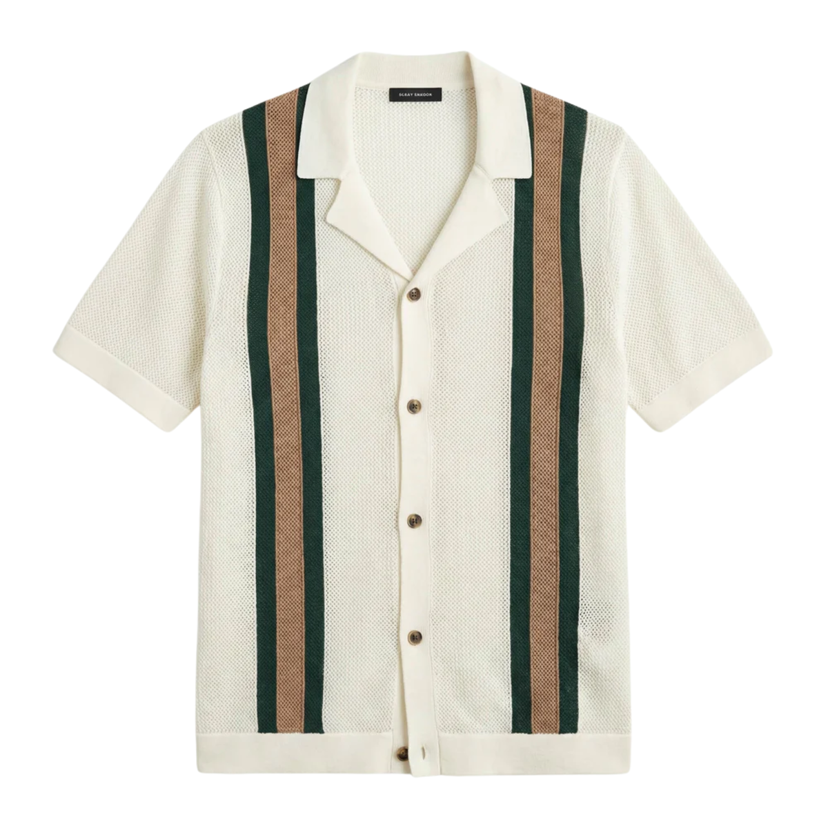 Polo en maille homme — rayures verticales — style vintage bord de mer