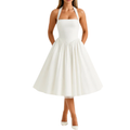 Robe midi femme halter — dos nu et jupe ample — mariage et cérémonie