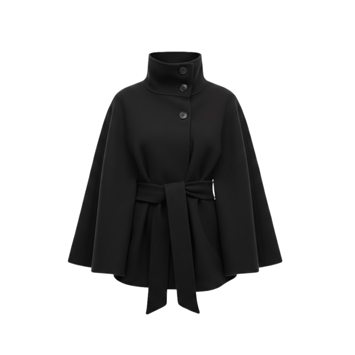 Manteau cape structuré avec ceinture et col montant