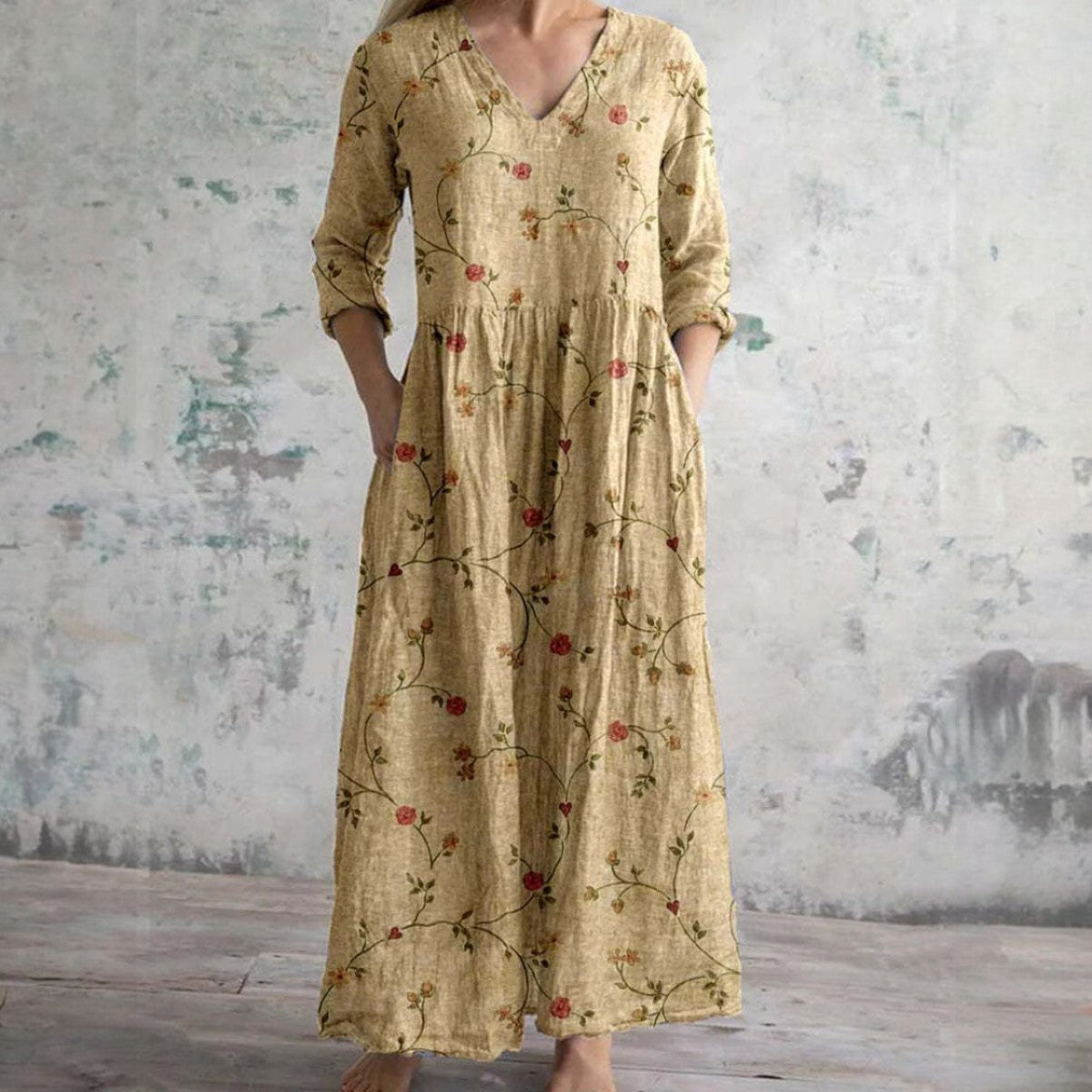 Maxi Robe Fleurie en Lin