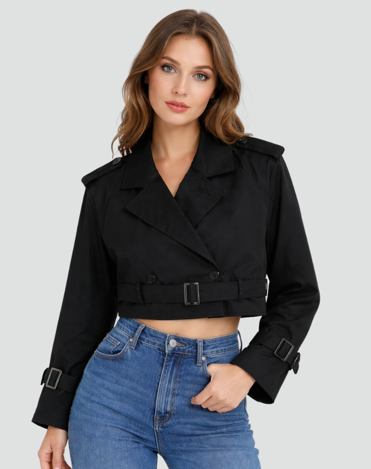 Trench en Coton Femme – Coupe Courte et Silhouette Classique Intemporelle