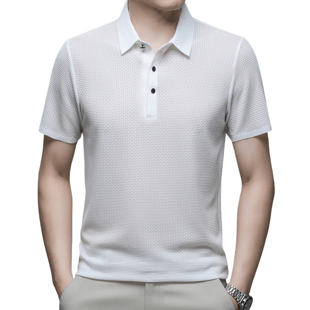 Polo homme à texture gaufrée et manches courtes — bureau &amp; détente