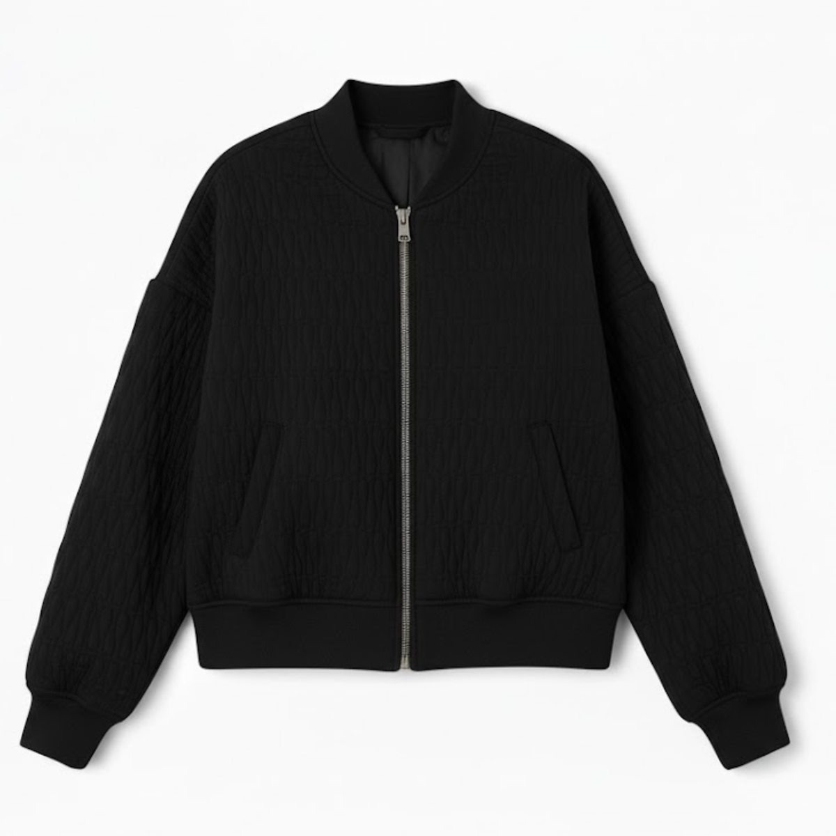 Veste bomber matelassée à col montant et texture gaufrée