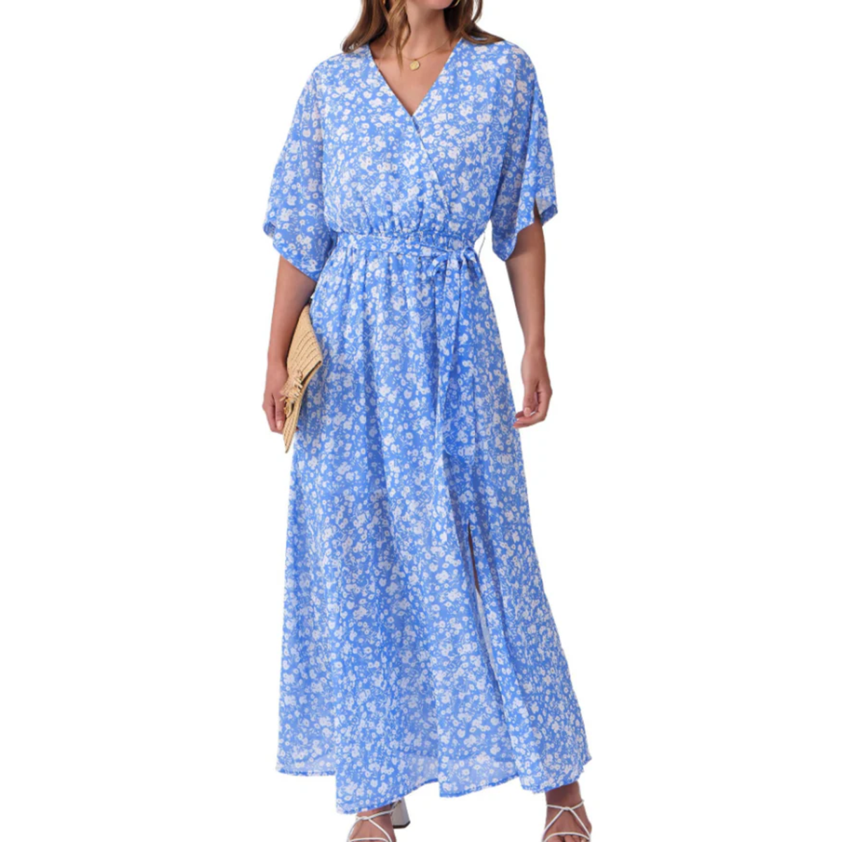 Robe maxi kimono à fleurs — style bohème — vacances d'été