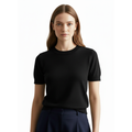 T-shirt en Maille Fine pour Femme à Col Rond et Manches Courtes Ajustées