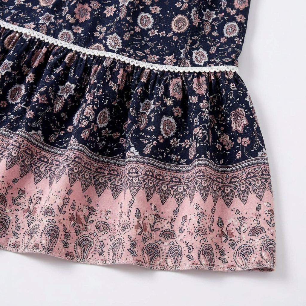 Jupe maxi longue fleurie — taille haute à lacets — tenue de plage