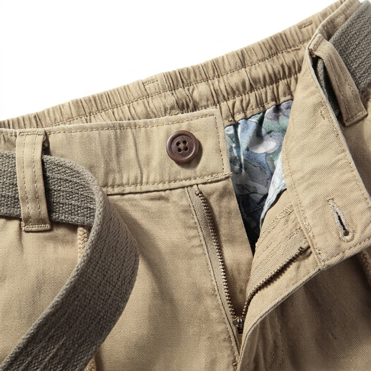Bermuda cargo en coton — style utilitaire multi-poches — vacances