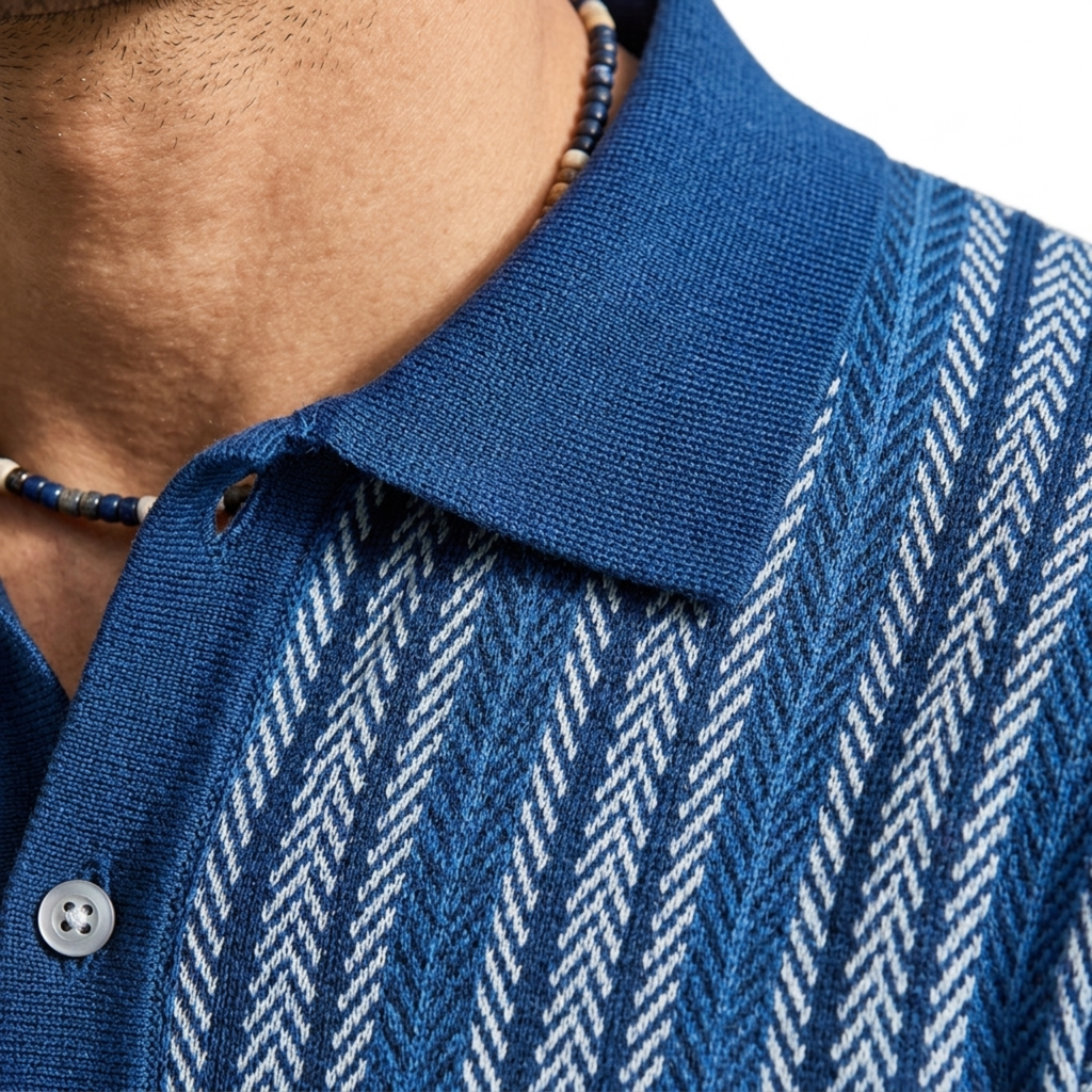 Chemisette en tricot coton — style polo boutonné — semi-formel