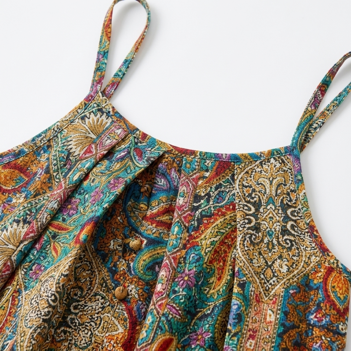 Robe longue grande taille pour femme à bretelles imprimé cachemire